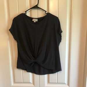 Grey top, Sz S, V-neck from Loft. 100% linen.